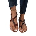 thumbnail image 3 of Barefoot Sandals Women, Strappy Sandals for Women, Leather Sandals for Women, Women's Thong Flat Sandals Adjustable Ankle Buckle Summer Sandal Casual Open Toe Fisherman Shoes, Light Brown 5.5, 3 of 9