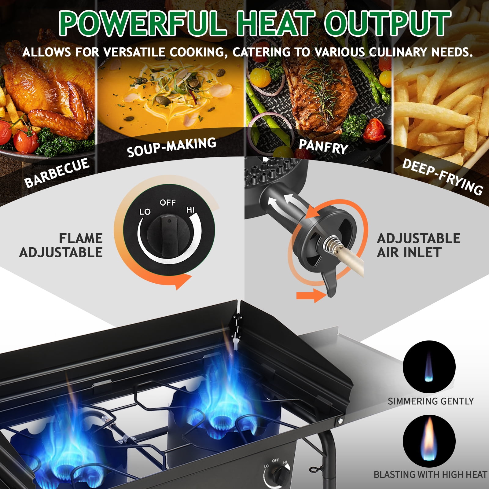 Ktaxon Outdoor Camping Stove with 3 Burners, 225000 BTU, Cast Iron
