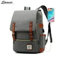 thumbnail image 2 of Spencer Canvas Laptop Backpack for Women Men - Shoulder Travel Daypack Anti-theft Satchel Rucksack Computer School Bag with USB Charging Fit 16" Laptop (Light Gray), 2 of 6