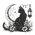 thumbnail image 4 of Pegatinas de pared con diseño de gato, y flores, accesorios de decoración de dibujos animados, calcomanías modernas extraíbles para TV, pared,, 4 of 9