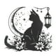 thumbnail image 4 of Pegatinas de pared con diseño de gato, y flores, accesorios de decoración de dibujos animados, calcomanías modernas extraíbles para TV, pared,, 4 of 9