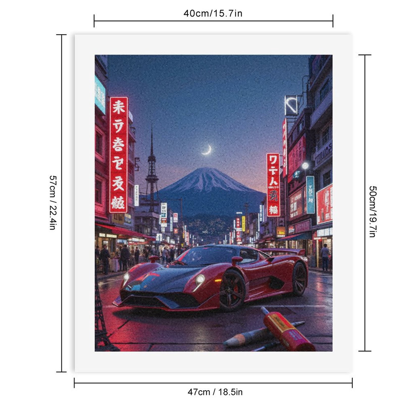 Paint By Numbers Kit for Adults Beginner - Fast Car Night City Mountain Moon DIY Canvas Painting Kits for Adults, Frameless Paint By Number for Adults for Home Wall Decor 16x20 Inch