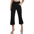 thumbnail image 3 of Women Solid Color High Waist Pocket Sports Fitness Yoga Wide Leg Capris Pants Gym Clothing, 3 of 8