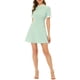 thumbnail image 1 of INSPIRE CHIC Vestido corto de manga corta con panel de contraste y cuello con volantes para mujer, color verde vintage, 1 of 7