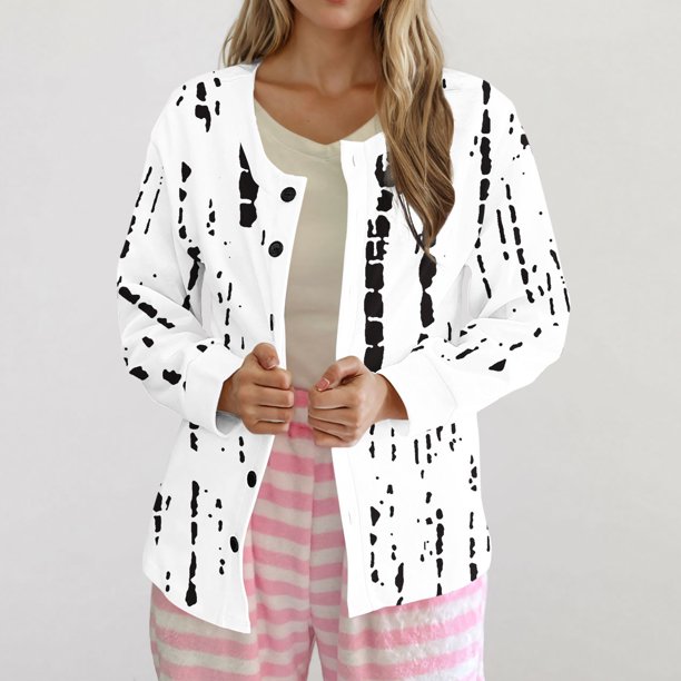 Puntoco Chaqueta Tipo Cárdigan Informal Con Botones Y Estampado Navideño Para Mujer