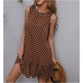 thumbnail image 6 of Women's Sleeveless Polka Dots Ruffle Tunic Dress Casual Summer Beach Tank Dresses Sundress, 6 of 6