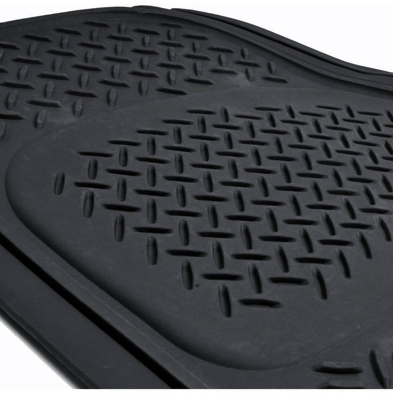BDK MT-713-BK Diamond All-Weather Rubber Floor Mats for Car, SUV and Truck,  Trimmable, Heavy Duty 