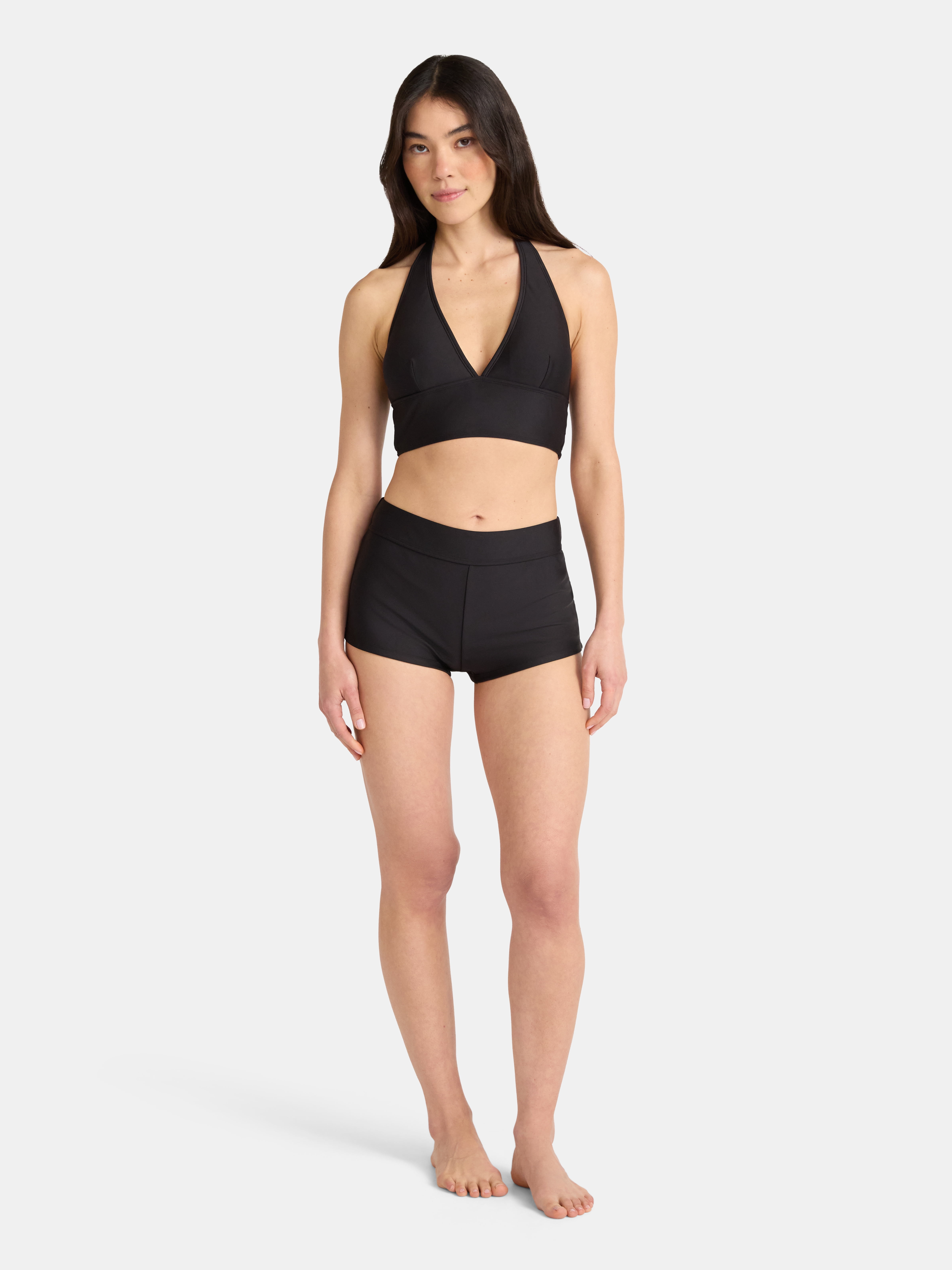 No Boundaries Rich Black Boyshort Swim Bottoms, Women's