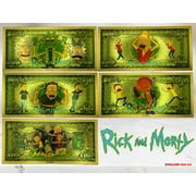 24k Gold Foil Plated Rick And Morty Banknote Cartoon Collectible