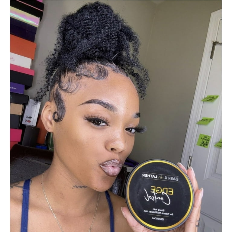 BASK LATHER Edge Control Hair Gel Strong Hold Thick Edges Styling Gel Non Greasy Non Flaking No White Cast Long Lasting Supports Hair