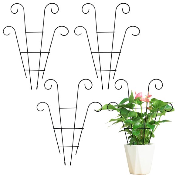 HADEEONG 4Pcs 15in Plant Trellis for Potted Climbing Plants Indoor Outdoor Wave Shape Metal Trellis Plant Stakes for Houseplants F