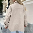 thumbnail image 4 of ABATAB Women's Winter Warm Fleece Shacket Jackets Soft Button down Casual Long Sleeve Lapel Neck Warm Outerwear with Chest Pockets(Small,Beige), 4 of 7