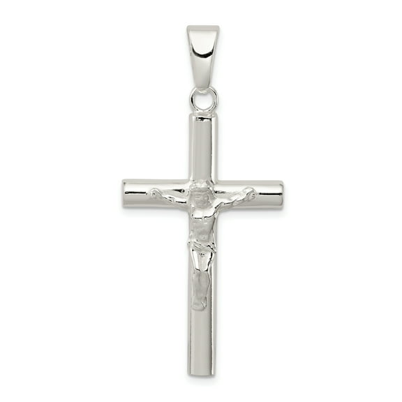Sterling Silver Polished Hollow Crucifix Cross Pendant QC8280