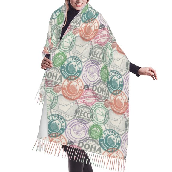 Shawl Wraps for Women - funny Postmark design Oversized Fall Winter Fashion Blanket Scarf for Women