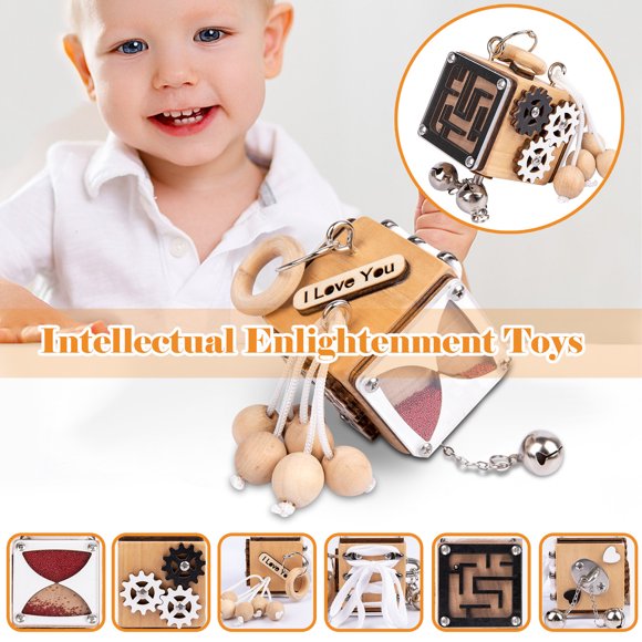 RKSTN Jouets pour Bébé Éducation de la Petite Enfance Montessori Anti-Stress Cubes d'Activité Occupée pour Cadeau Jouets Éducatifs pour Tout-Petits Bébés