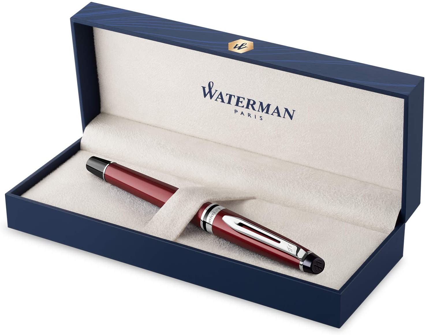 Waterman Expert Rollerball Pen, Dark Red with Chrome Trim, Fine Point