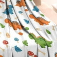 thumbnail image 3 of White Cartoon Dinosaurs Mushrooms Pattern Blanket,Comfortable Soft Flannel Throw Blanket,All Season,Warm Lightweight Blankets for Sofa Bed Couch Living Room Chair,30"x40", 3 of 4