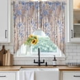 thumbnail image 4 of Blue Grey Forest Kitchen Window Curtains, Swag Curtains Valance for Bedroom Living Room Bathroom, Grey Modern Art Oil Painting Rod Pocket Window Treatment Curtain Block Drapes 2 Panels 36"x36", 4 of 9