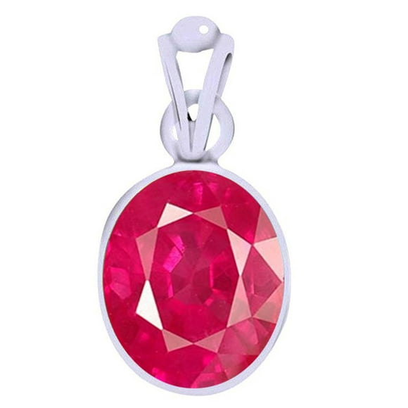 Divya Shakti 3.25-3.50 Carat Ruby Pendant Locket ( Maanik Manikya Stone Silver Pendant ) 100% Original AAA Quality GemStone