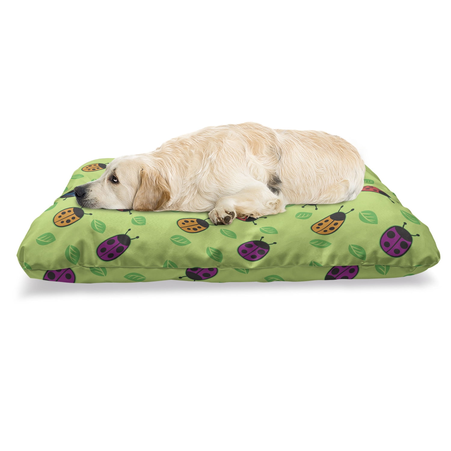 Ladybug Pet Bed, Little Bugs for Luck Wish Totem Leaves Nature Eco Girls, Chew Resistant Pad for Dogs and Cats Cushion with Removable Cover, 24 Ladybug Pet Bed, Little Bugs for Luck Wish Totem Leaves Nature Eco Girls, Chew Resistant Pad for Dogs and Cats Cushion with Removable Cover, 24