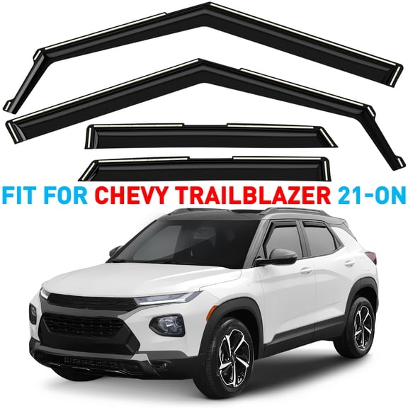 GrandWheel Co Window Deflectors Smoke Tinted In-Channel Side Window Vent Visor Deflectors Rain Guards Compatible with Chevrolet (Chevy) Trailblazer 2021-2026 - 4pcs. GW0869