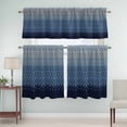 thumbnail image 5 of Navy Blue Curtain Valances Set Gradient Diamond Plaid Kitchen Curtains 36&nbsp;inch Length Rod Pocket Valance and Tiers 3 Piece Set Small Bedroom Bathroom Laundry Decor, 5 of 9