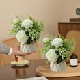 thumbnail image 6 of Orangide Fake Flowers with Vase, Silk Roses Artificial Flowers in Vase, Faux Flower Plant Arrangement Suitable for Home Office Decoration, Dining Table Centerpiece(White), 6 of 6