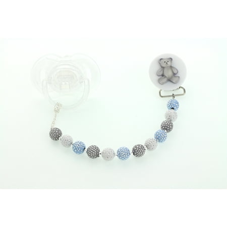 Teddy Bear Beaded Pacifier Clip