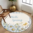 thumbnail image 2 of Round Rug 5Ft Washable Non-Slip, Blue Daisy Floral Circle Area Rugs for Living Room Bedroom, Spring Country Flower Butterflies Plaid Indoor Floor Mats Carpet Runner for Home Decor Aesthetic, 2 of 8