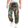 thumbnail image 3 of Havenx Camo Baggy Cargo Sweatpants for Men Maple Leaf Print Elastic Waist Tapered Cargo Pants with Flap Pockets Wide Leg Trousers Casual Fashion Y2k Loose Fit Workout Outfits,Camouflage 3XL, 3 of 5