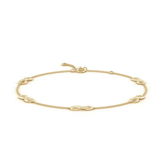 ANGARA Natural Classic Infinity Station Adjustable Ankle Bracelet in 14K Yellow Gold for Women | Birthday, Anniversary, Jewelry Gift for Women