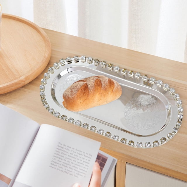 Bandeja de hierro para joyas, organizador de pulseras y collares, soporte para relojes y llaves, plato para servir joyas, plato para servir pasteles,