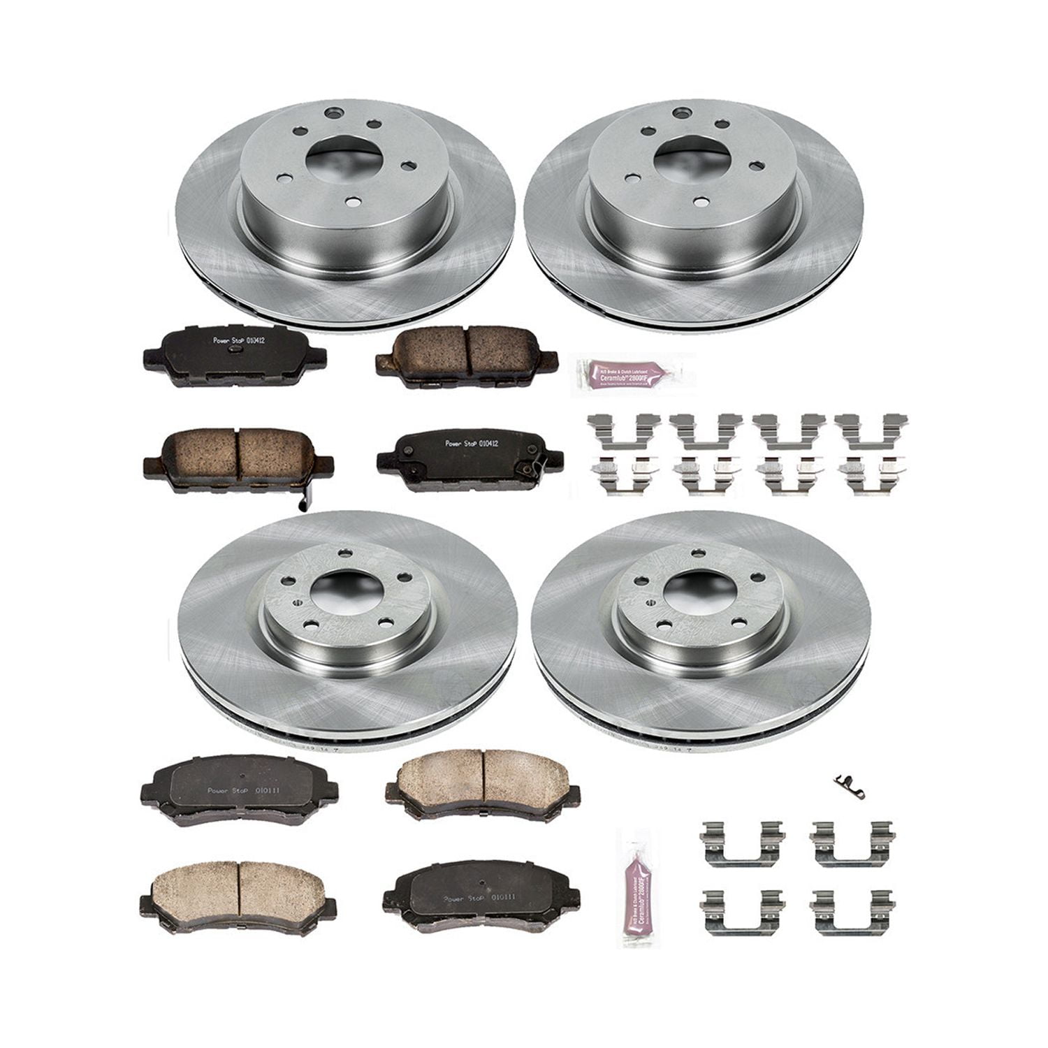 Power Stop Front and Rear Stock Replacement Brake Pad and Rotor Kit KOE6075 Fits 2017 Nissan Maxima