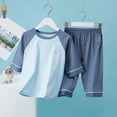 thumbnail image 2 of Otqutp Children's Girls Solid Color Quarter Sleeve T Shirt + Trousers Summer Fall Daily Casual Home Clothes for Kids 3 to 13 Years, 2 of 9