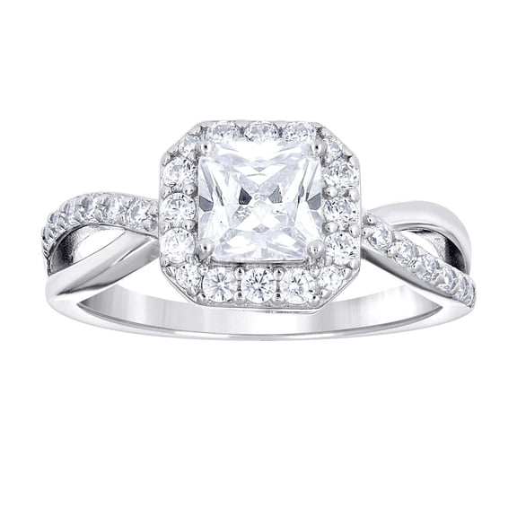 925 Sterling Silver Womens Princess-cut Round Cubic Zirconia Octagon Head Engagement Ring Size 7 Engagement Ring for Wom