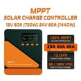 thumbnail image 2 of 20A 40A 60A Solar Charge Controller 12V 24V MPPT Solar Controller Solar Panel Smart Regulator ,Improvement of Charging Speed, 2 of 6
