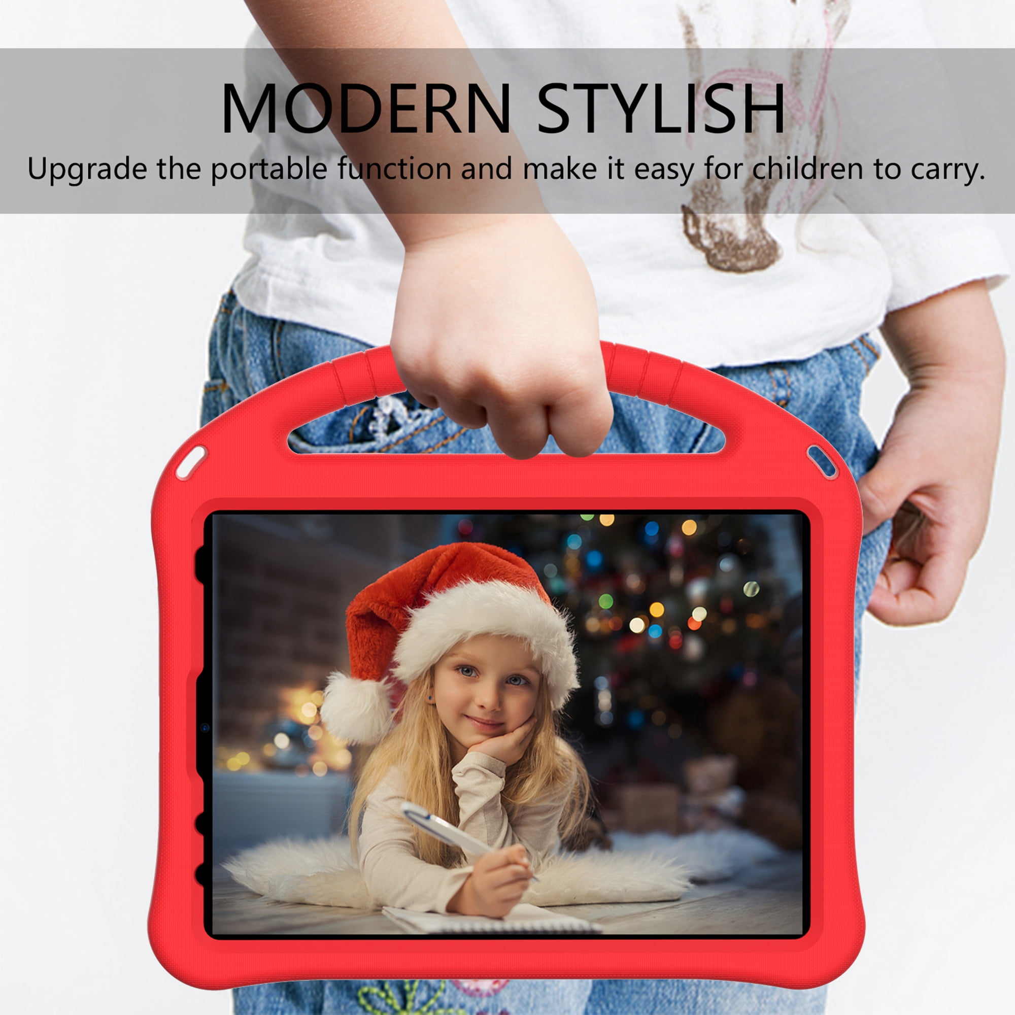 TECH CIRCLE iPad 10th Generation Case 10.9 Inch 2022,Lightweight Kids Friendly Shockproof Protective Case with Handle Pencil Holder Kickstand Child Cover for Apple iPad 10th Gen 10.9 Inch 2022,Red