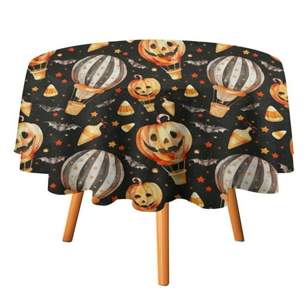 

JINGDS Halloween Pumpkin Colorful Balloons-695 Round Table Cloth Halloween Tablecloth Thanksgiving Day Table Cloth Round Cover Circle Tablecloth for Halloween Thanksgiving Fall Party