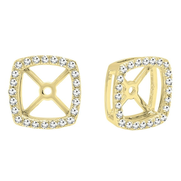 Dazzlingrock Collection 0.30 CT 14K Round White Diamond Removable Jackets Stud Earrings, Yellow Gold