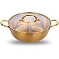 thumbnail image 1 of QIBORUN Marmite en Acier Inoxydable Divisée Marmite de Table pour Soupe avec Couvercle en Verre Cuisinière à Induction Dorée Compatible avec Cuisinière à Gaz Maison 11.8 Pouces-Or, 1 of 7