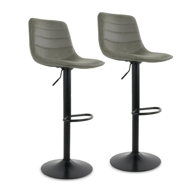 Sillas Verona Alta para Barras de Cocina con Altura Ajustable Bancos Desayunador Elegante para Decoración del Hogar Fabricado 100% Poliéster y Tejido Transpirable Set de 2 Sillas Gris