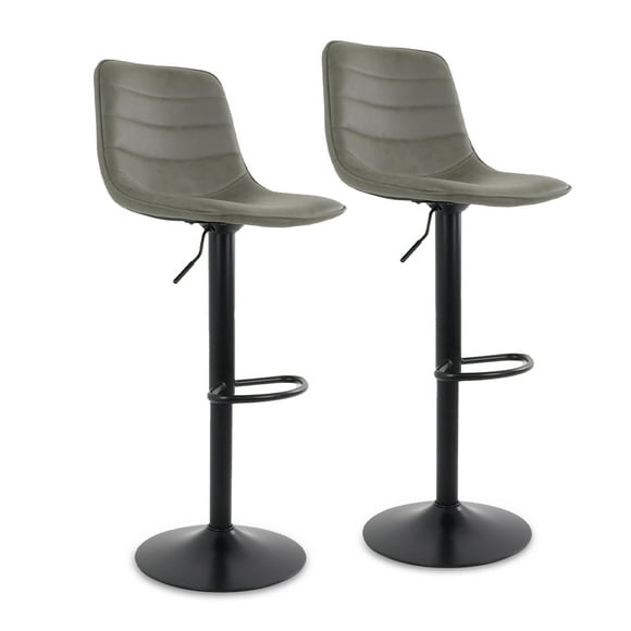 Sillas Verona Alta para Barras de Cocina con Altura Ajustable Bancos Desayunador Elegante para Decoración del Hogar Fabricado 100% Poliéster y Tejido Transpirable Set de 2 Sillas Gris