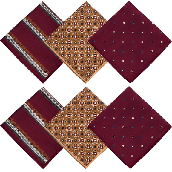 TELOLY 6Pcs Pocket Squares for Men,Party Pocket Square Pocket Squares for Men,Casual Polyester Handkerchiefs,Style1