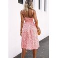 thumbnail image 2 of New Women's Tie Front V Neck Spaghetti Strap Button Down A Line Backless Swing Midi Dress, 2 of 2