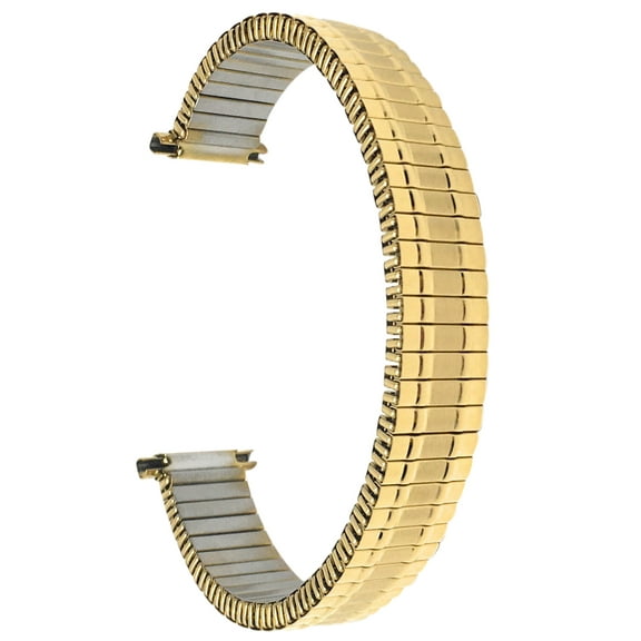 Bandini 12mm Gold Tone Stainless Steel Stretch Watch Strap for Women, Straight End, Metal Expansion Watch Band, No Buckle
