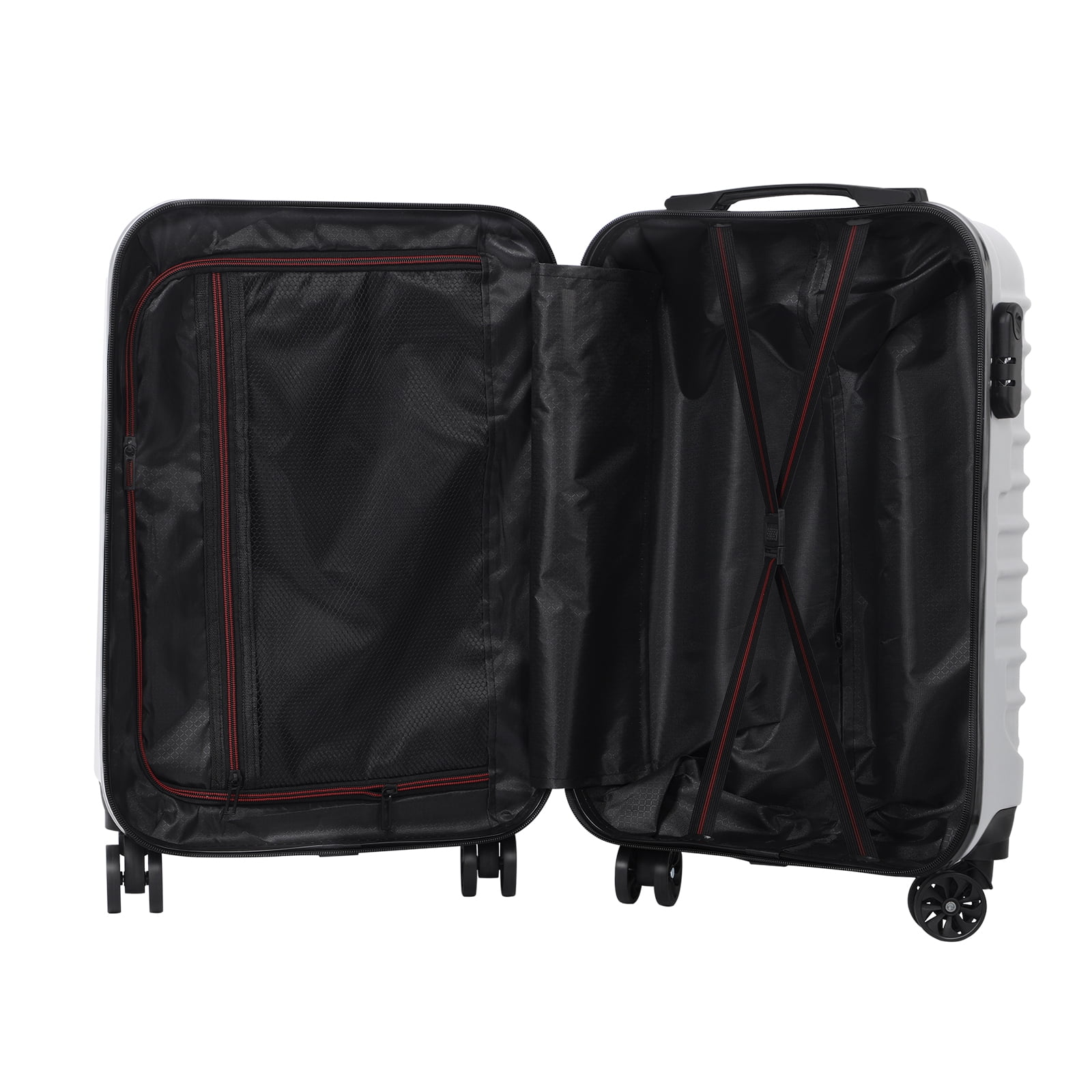 Horizontal Stripe Luggage Travel Sliding Wheels 20" Silver
