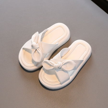 Pejock Boys Girls Shower Slides Cute Cartoon Non-Slip Open Toe Sandals Toddler Shoes Baby Girls Cute Fashion Solid Color Bow Non-slip Soft Sole Beach Sandals Slippers  4-8Years