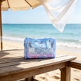 thumbnail image 3 of OCCOA PVC Floral Toiletry Bag for Women Large Capacity Waterproof Travel Makeup Bag with Handle Hanging Cosmetic Organizer for Vacation Business Trip Gym, Blue, 3 of 6