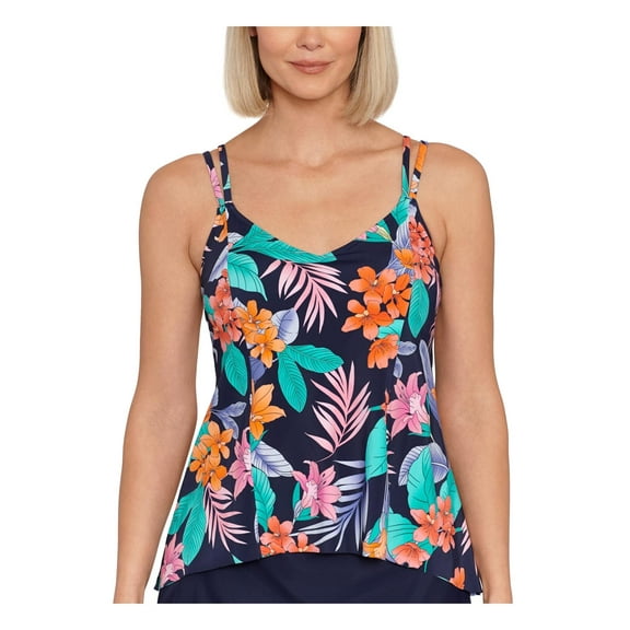 Swim Solutions Womens Floral Bust Support Tankini Swim Top