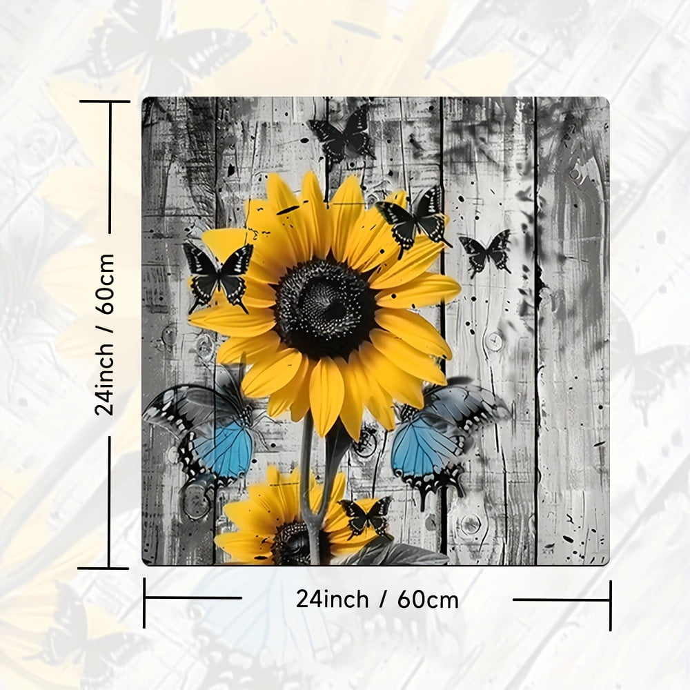 1pc, Dish Drying Pad, Sunflower And Butterfly Pattern Washing Machine Dust Cover Mat, Countertop Absorbent Pad, Washstand Drain Mat, Washstand Cup Mat, Kitchen Accessories, Bathroom Accessories